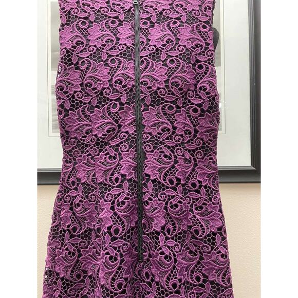 Alice + Olivia Plum Purple Lace V-Neck Sleeveless Sheath Dress 0 New With Tags - Picture 6 of 14